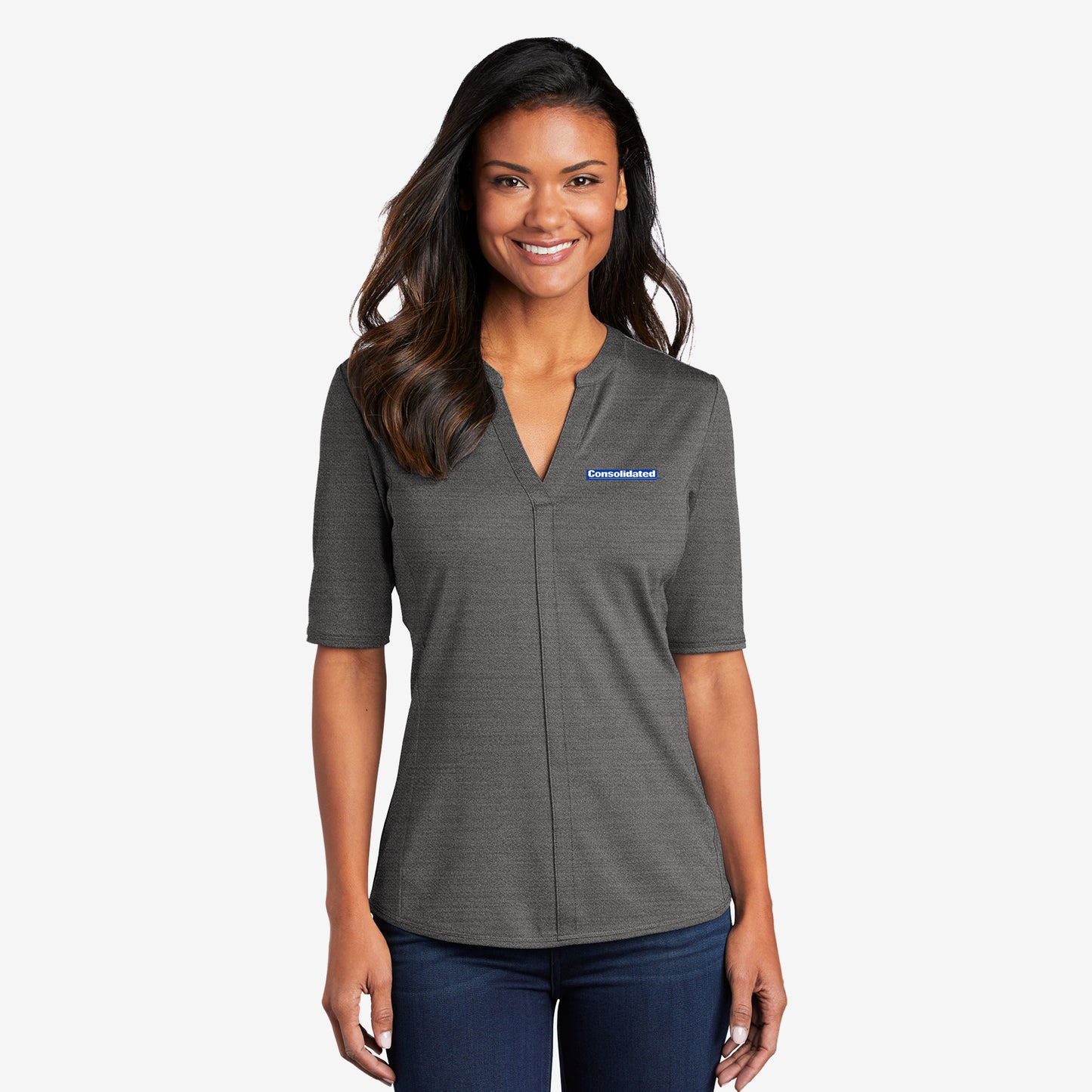 Port Authority Ladies Stretch Heather Open Neck Top